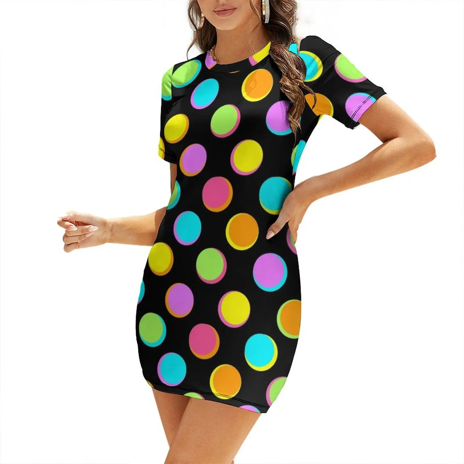 

Neon - Bubbles BLK Short Sleeved Dress Women's skirt summer woman dress 2024