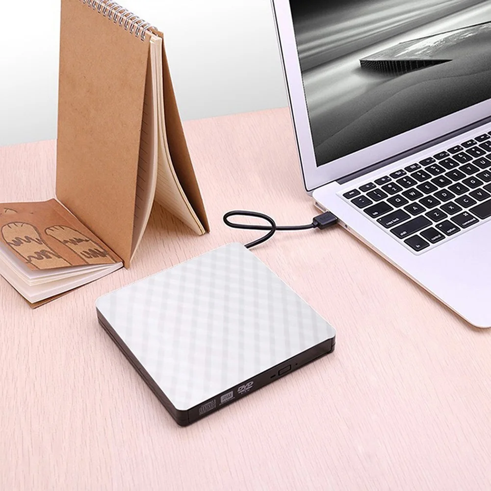 휴대용 노트북 광학 드라이브, 범용 USB 3.0, 외장 DVD 버너 CD/DVD ROM CD RW 플레이어, 녹음기 화이트