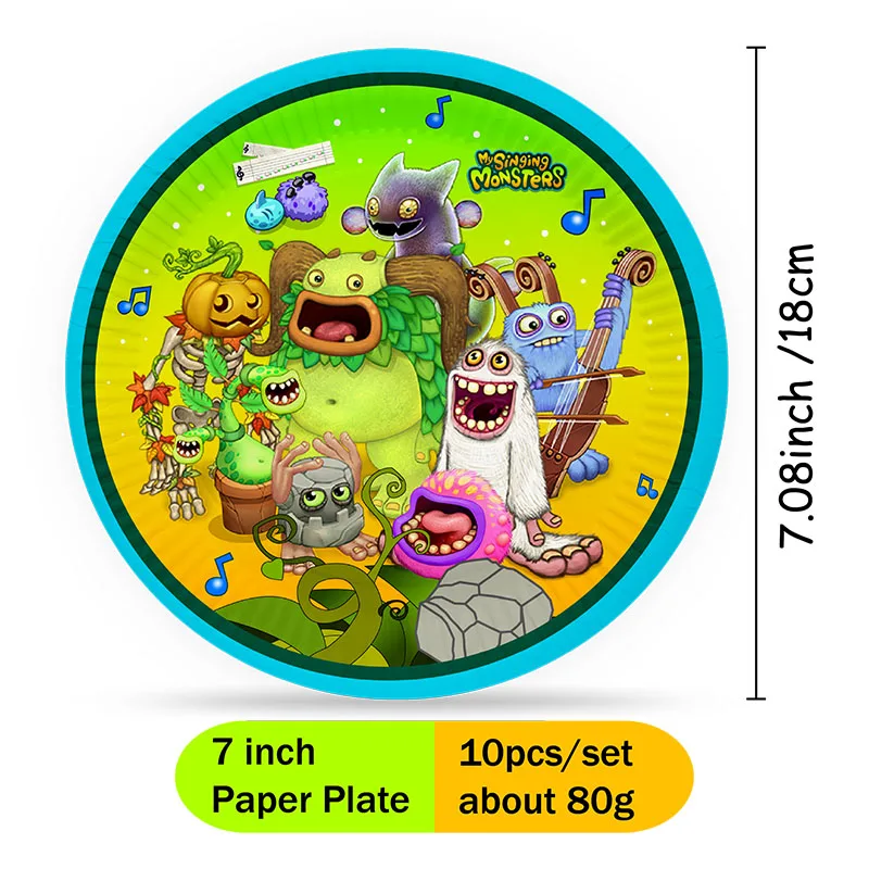 My Singing Monsters Cartoon Animation Theme Cake Flag Swirls Straw Happy Birthday Party Decor Favor Decoration Suplies