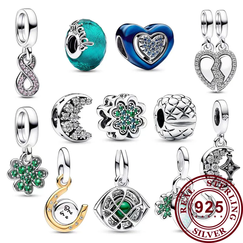 26 letters charm alphabet beads fits original 925 silver bracelets for woman diy sterling silver beads for jewelry making New 925 Sterling Silver Exquisite Love Clover Eternal Logo Beads Suitable for Original Women's Bracelets DIY Charm Jewelry