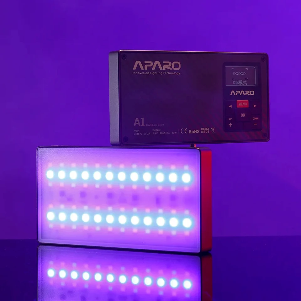 Aparo A1 RGB LED Pocket Light 2000K-20000K 37 Lighting Effects Rainbow Atmosphere Fill Light Smart App Control images - 6