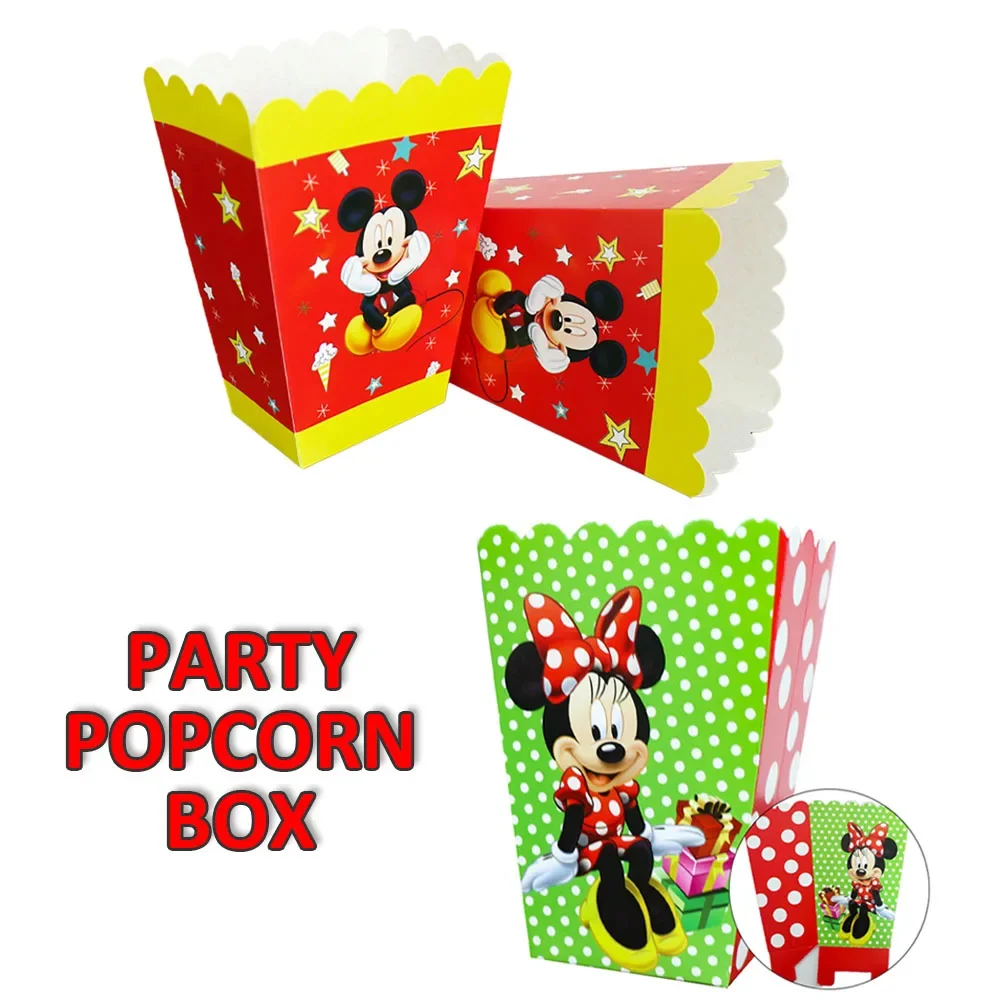 

Disney 6PCS Popcorn Boxes Disposable Party Tableware Family Party School Festival Supplies Paper Products Anniversary Wholesale