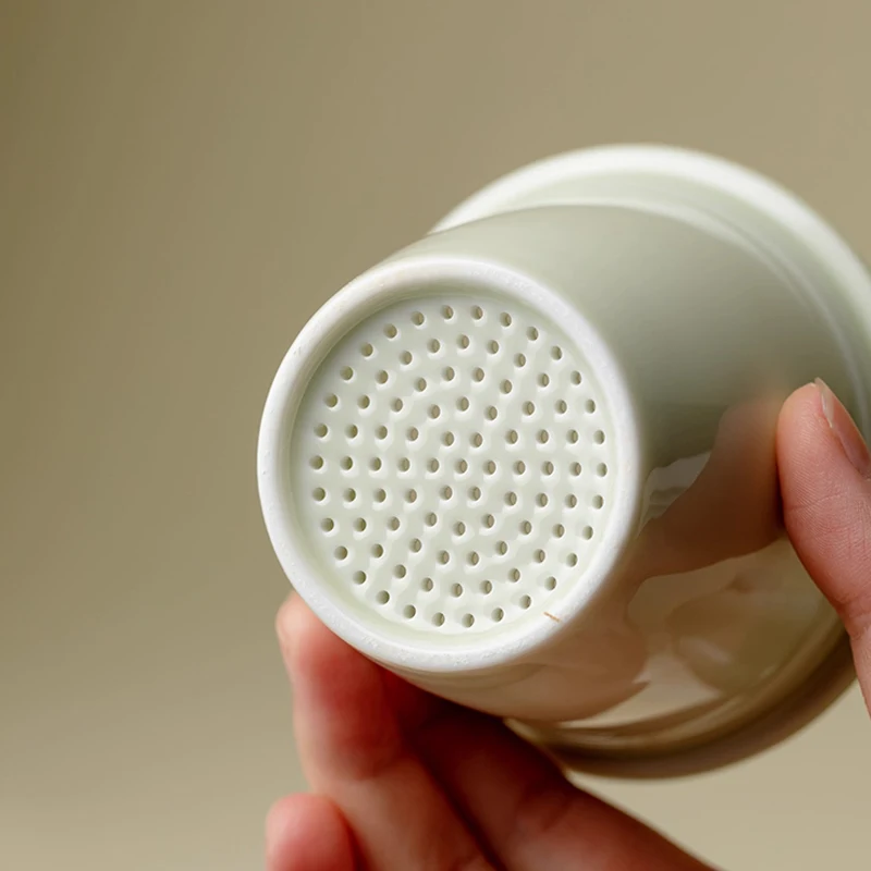 Chinese Style Ceramic Mugs, Home Personal Office Creative Teacup With Cover, Filtered Tea Water Separation, Tea Cups, 300ml, 1Pc