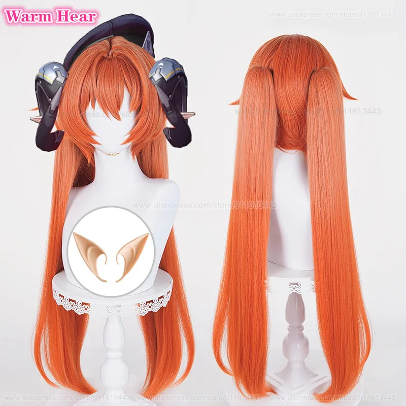 Asuka Langley Soryu Cosplay Wig - Long Orange Synthetic Hair With Double Ponytails (80cm)