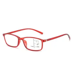 Ultralight Multifocal Anti - Blue Light Reading Glasses with Eye Protection (Red)