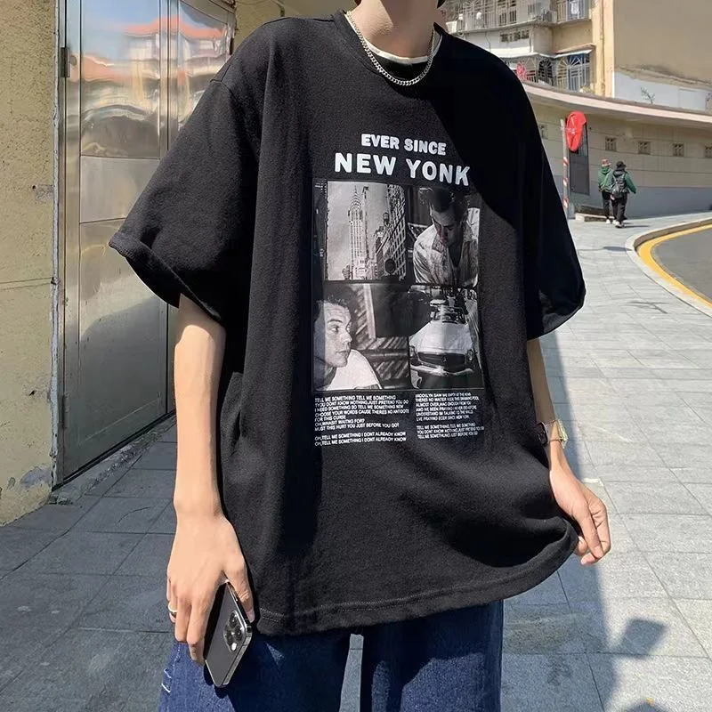 

Europe and America High Street Short Sleeve Women's Summer INS Fashion Brand Retro T-shirt Loose Versatile Cotton Half Sleeve