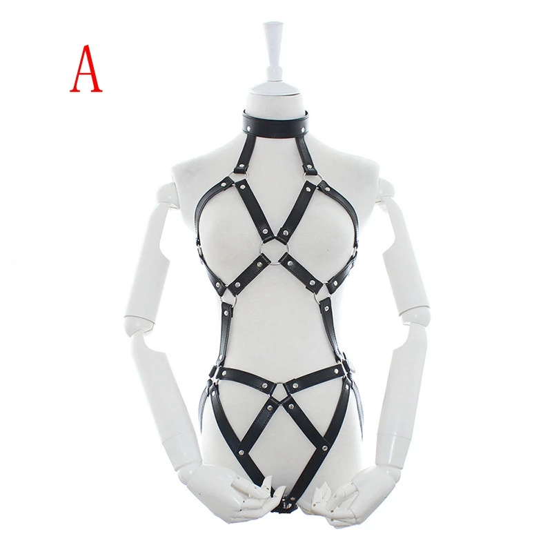 Arnés corporal de cuero PU para juegos de adultos para mujeres, fetiche, esclavitud, ataduras, cinturón de castidad con pechos expuestos_voghion.com