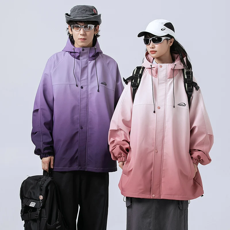 

2023 Men Women Outdoor Jackets Trend Hooded Windproof Waterproof Couple Jackets Light Colorful Breathable Comfort Hiking Coats