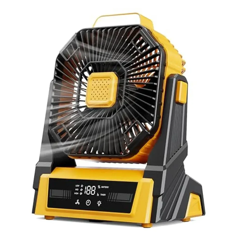 Portable Camping Fan with LED Light and Battery