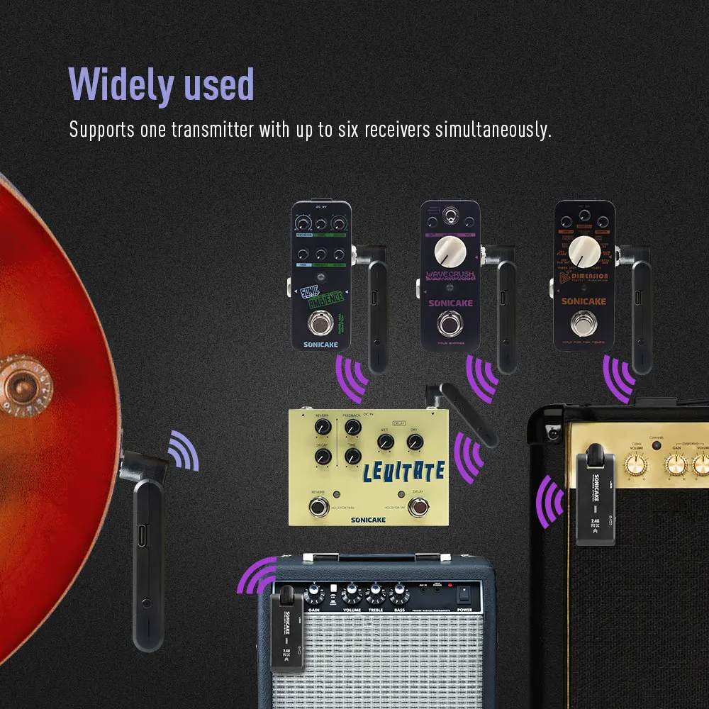 2.4G Rechargeable Guitar Audio Wireless System Guitar Transmitter Receiver for E