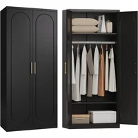 Metal Armoire Wardrobe Closet with Hanging Rod, 71" Tall Wardrobe Cabinet for Clothes, Clothing Storage Cabinet with Doors 1