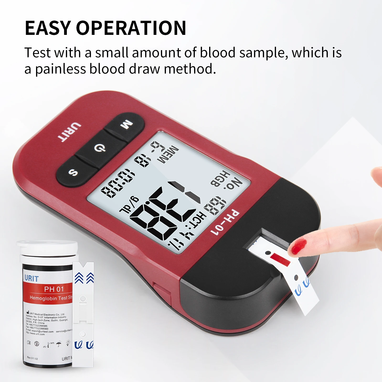 Hemoglobin Test Kit with 25 Test Strips, Hemoglobin Home Test Meter