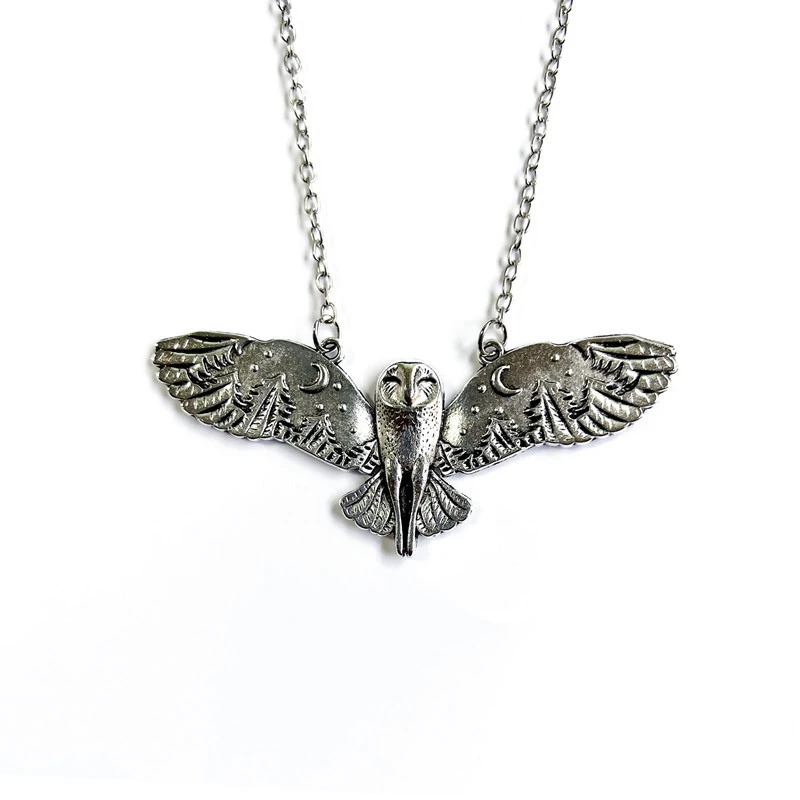 ヴィンテージowlフライングネックレスペンダント