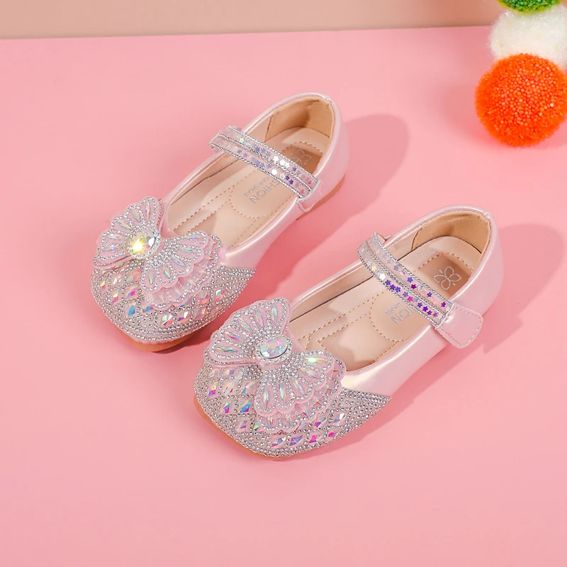 Girls Princess Mary Jane Flats Rhinestone Shoes