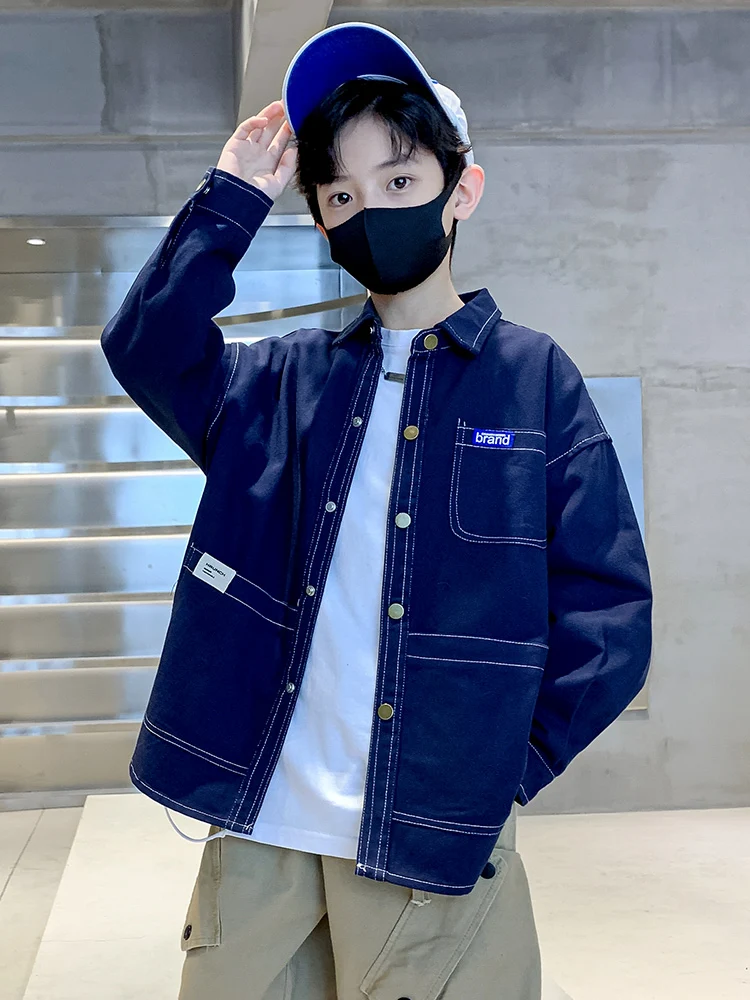 Spring Fall Boys Casual All Match Denim Jacket 4-14 Years Kids