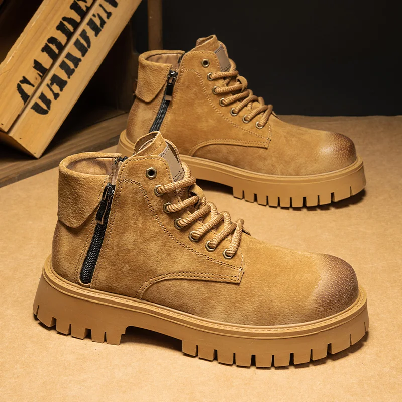ML new high-top lace-up boots work leather shoes