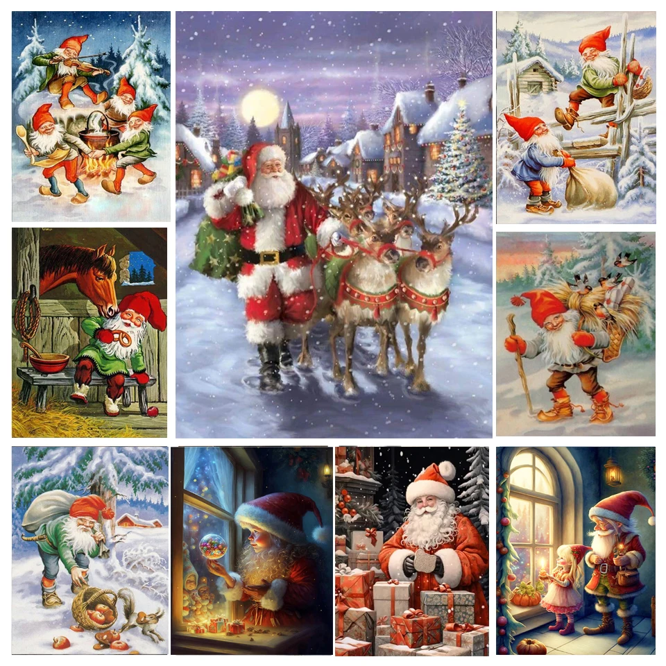 5d Diamond Painting Santa Claus  Santa Christmas Diamond Mosaic - New 5d  Diamond - Aliexpress