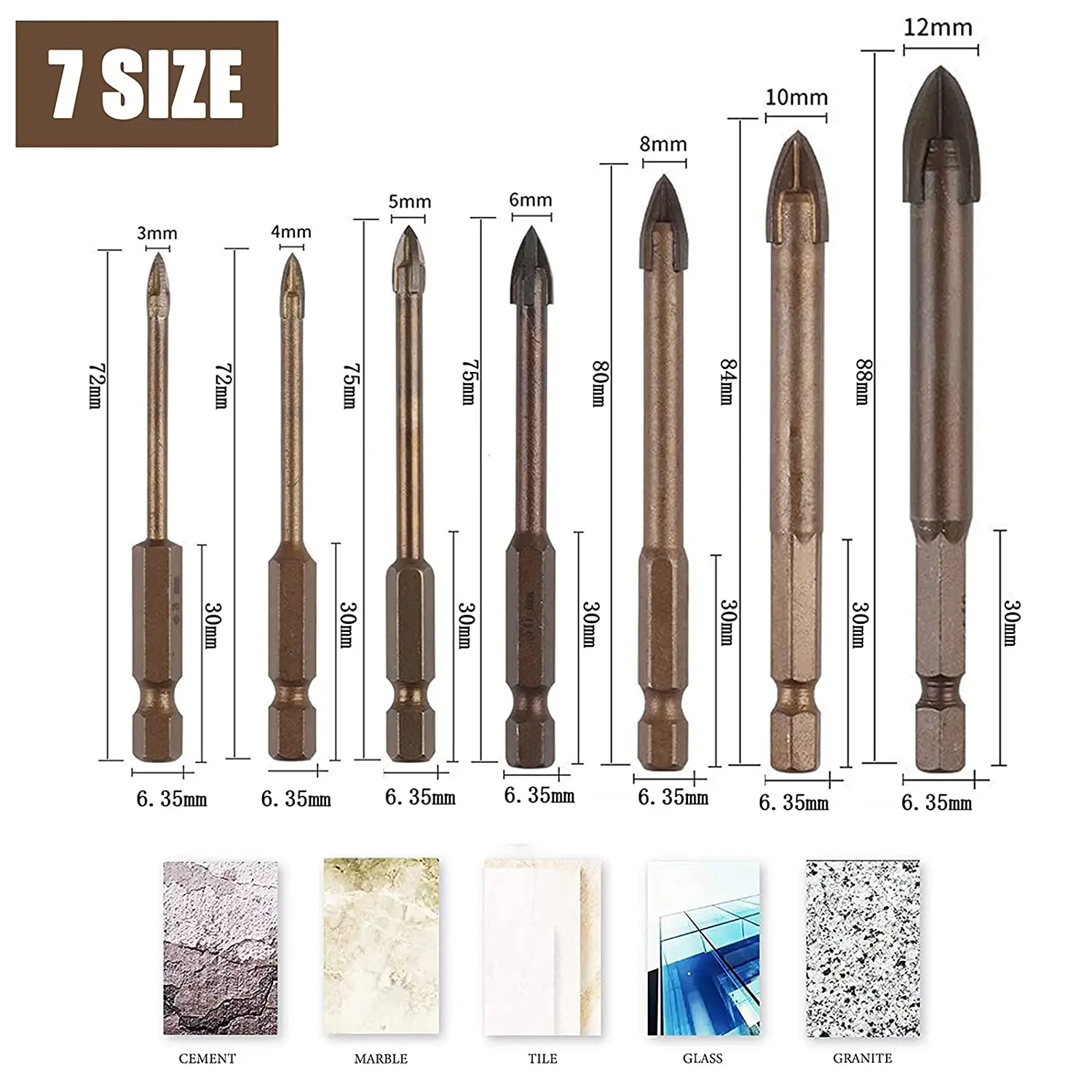 

Drill Bit Ceramic Brick Wall Hole Opening Power Tools Accessories Efficient Universal Drilling Tool Multifunctional Cross Alloy