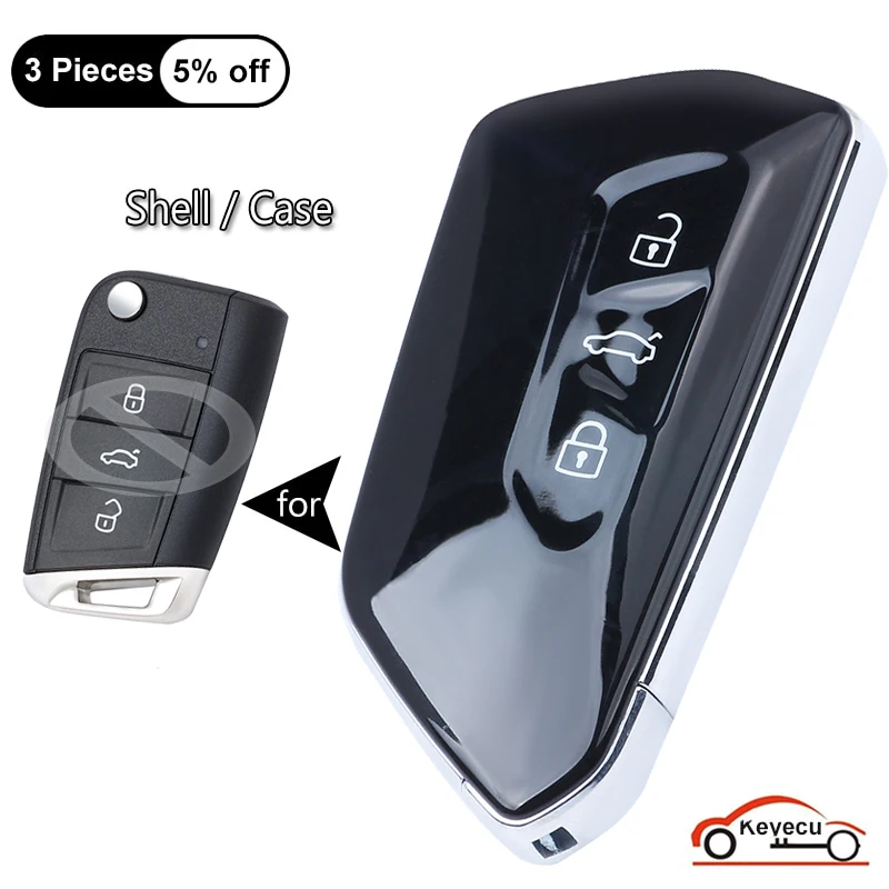

KEYECU for Volkswagen MQB Golf 7 Tiguan GTI for Skoda Octavia A7 2017 2018 2019 2020 Modified Flip Remote Car Key Shell Case Fob