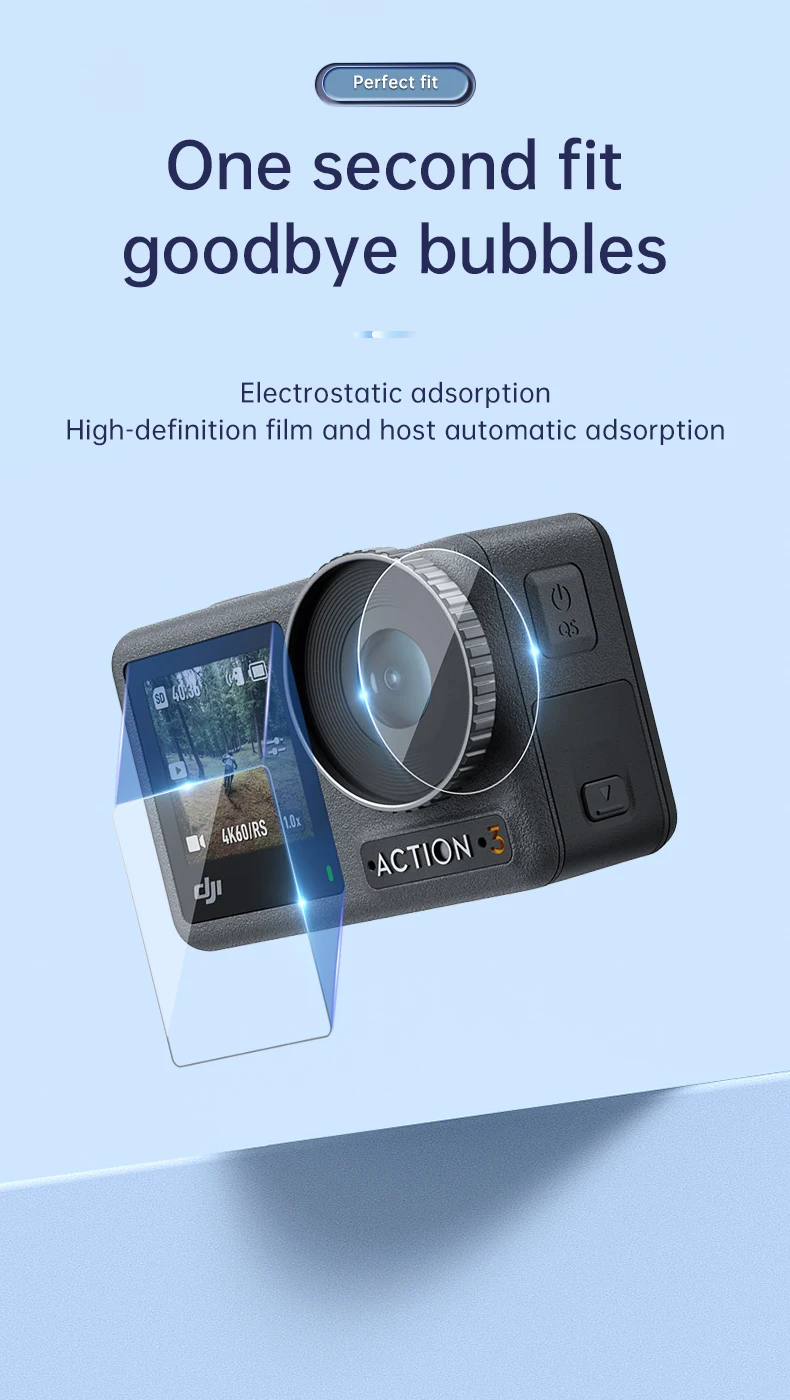 Description Picture 5 of itemTELESIN Tempered Film For DJI Osmo Action 3 Screen Protector Lens Protective Glass Dustproof for Action 3 Camera Accessories