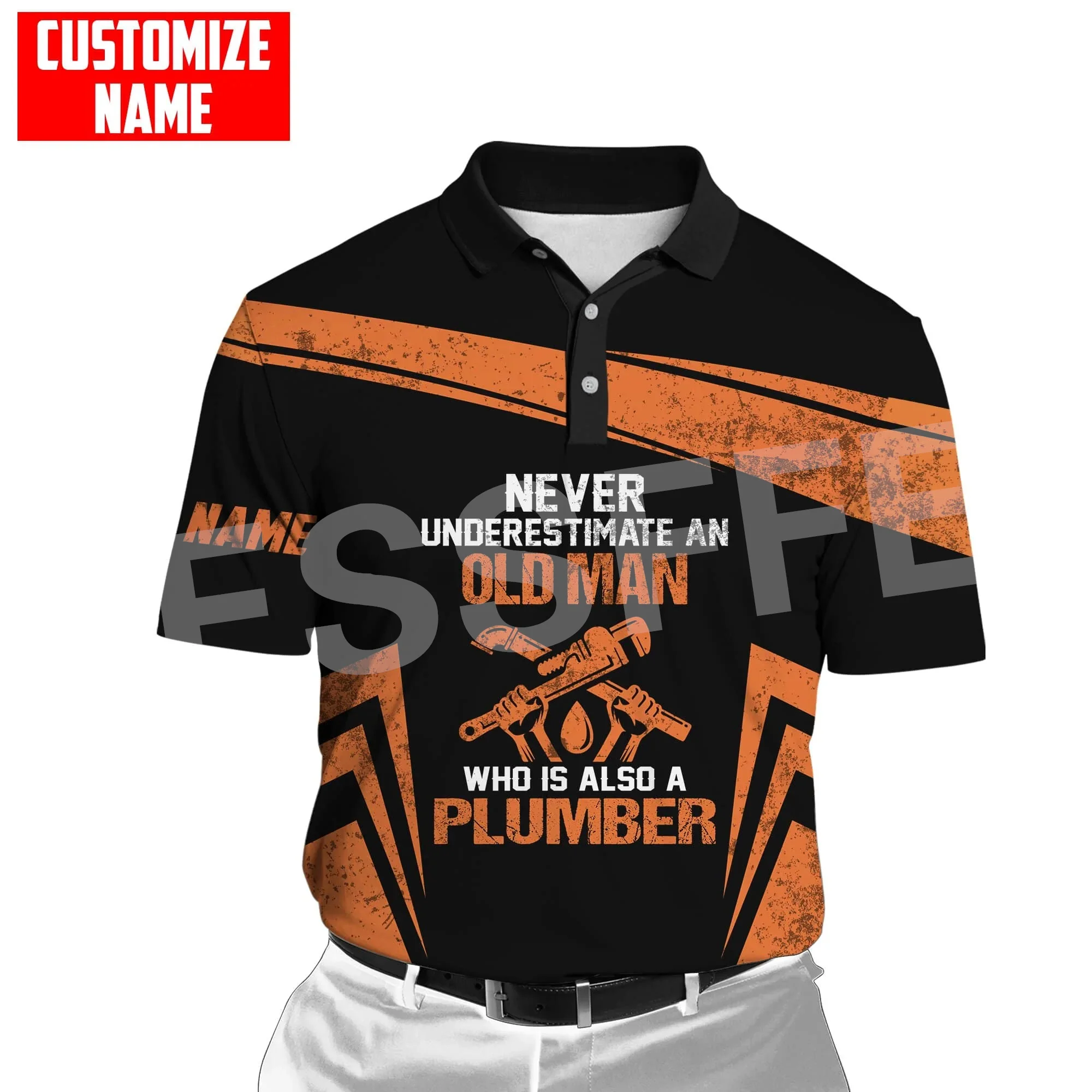 

Tessffel NewFashion Custom Name Cosplay Plumber Worker Retro 3DPrint Summer Unisex Casual Polo Shirts Streetwear Short Sleeves X