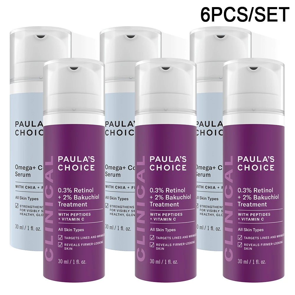 

6PCS Paula‘s Choice Skin Care 0.3% Retinol +2% Bakuchiol Treatment & Omega Complex Face Serum For All Skin Types 30ML