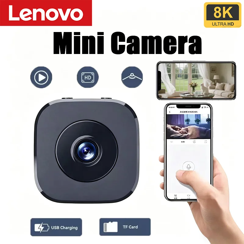 Lenovo 8K Mini Security Camera Wireless 2.4G WiFi Monitoring Security Protection Remote Night Vision Surveillance Smart Home New 1