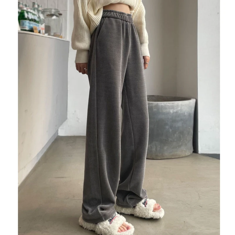 

Casual Office Lady Black Femme Long Pants Fashion Wide Leg Pants for Women Spring High Waist Autumn Loose Trousers Female 24332