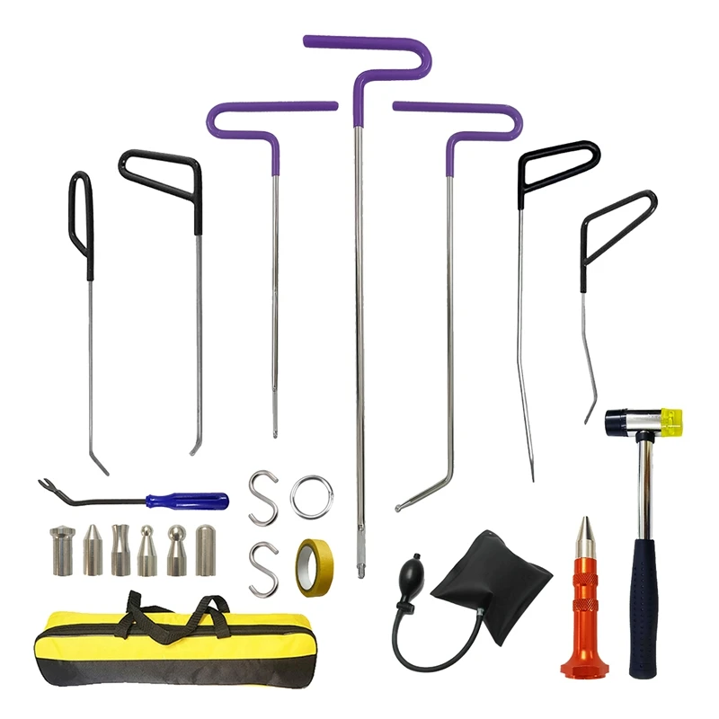

22 Pcs Paintless Dent Repair Rods, Hard Spring Steel Dent Rods, Dent Repair Tools, Professional Hail Dent Removal Tool