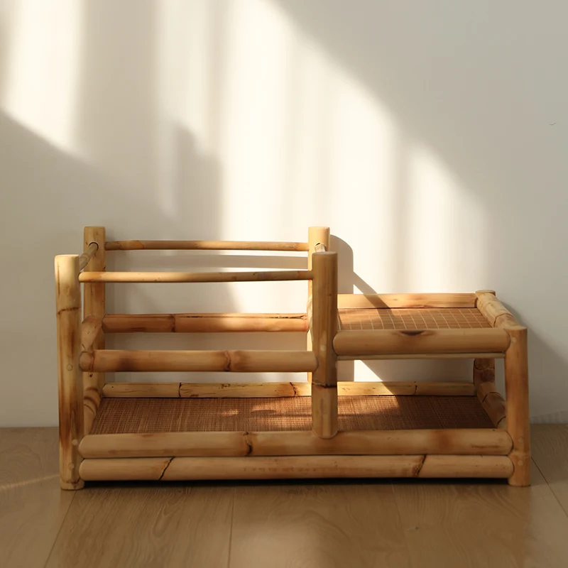 Natural Bamboo Tea Water Rack Zen-Inspired Coffee Table Living Room Tea Room Storage Stand Raised Fence Japanese Furniture