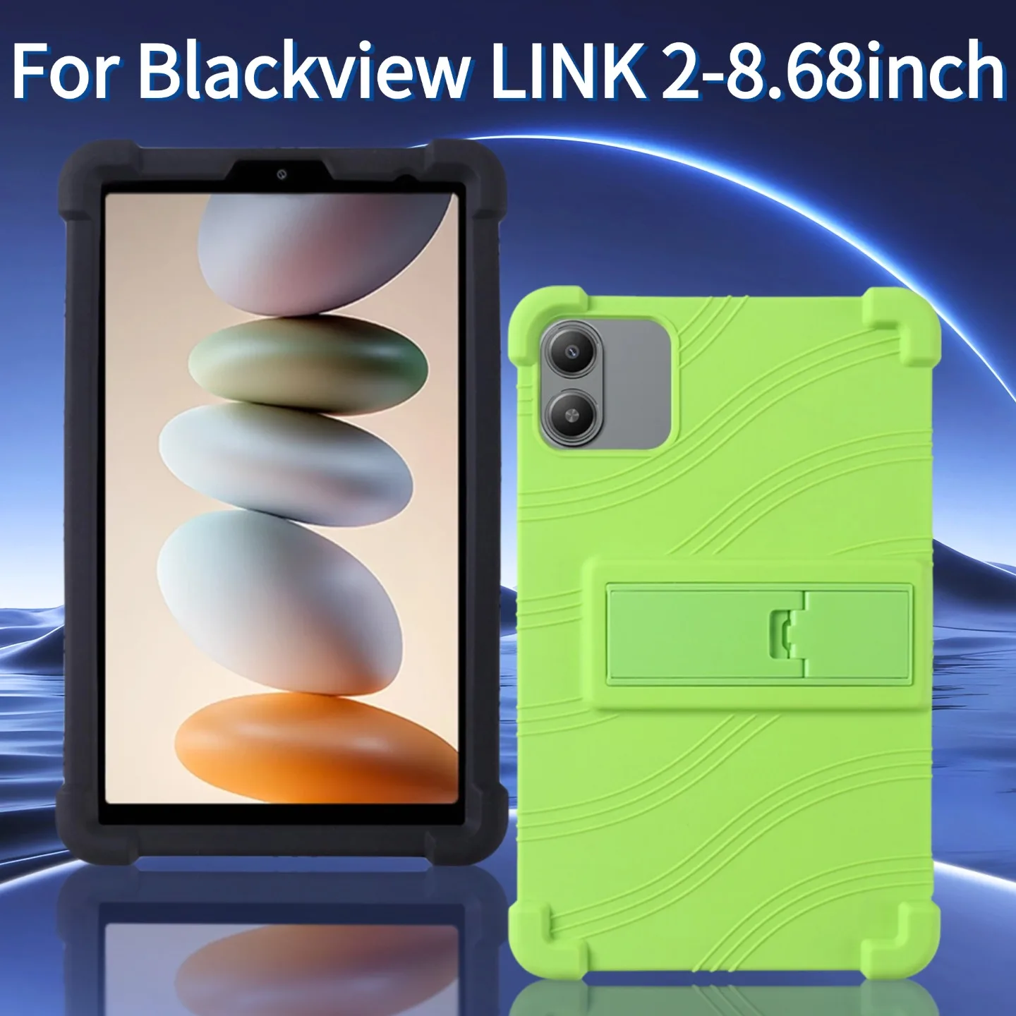 Pensando A: Cover + 2 Vetri Temperati Per Blackview Shark 8 (6.78'') - Custodia Silicone Nero E Pellicola 9H