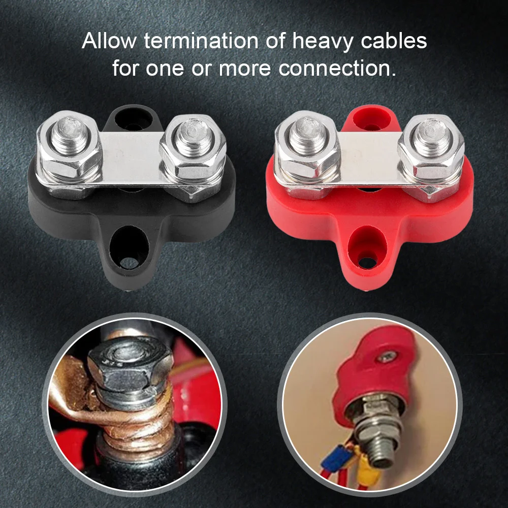 Power Distribution Block Terminal Block Studs M6 M8 M10 Positive Negative Heavy Duty Bus Bar 5/16" 1/4" For Camping RV Truck Boat