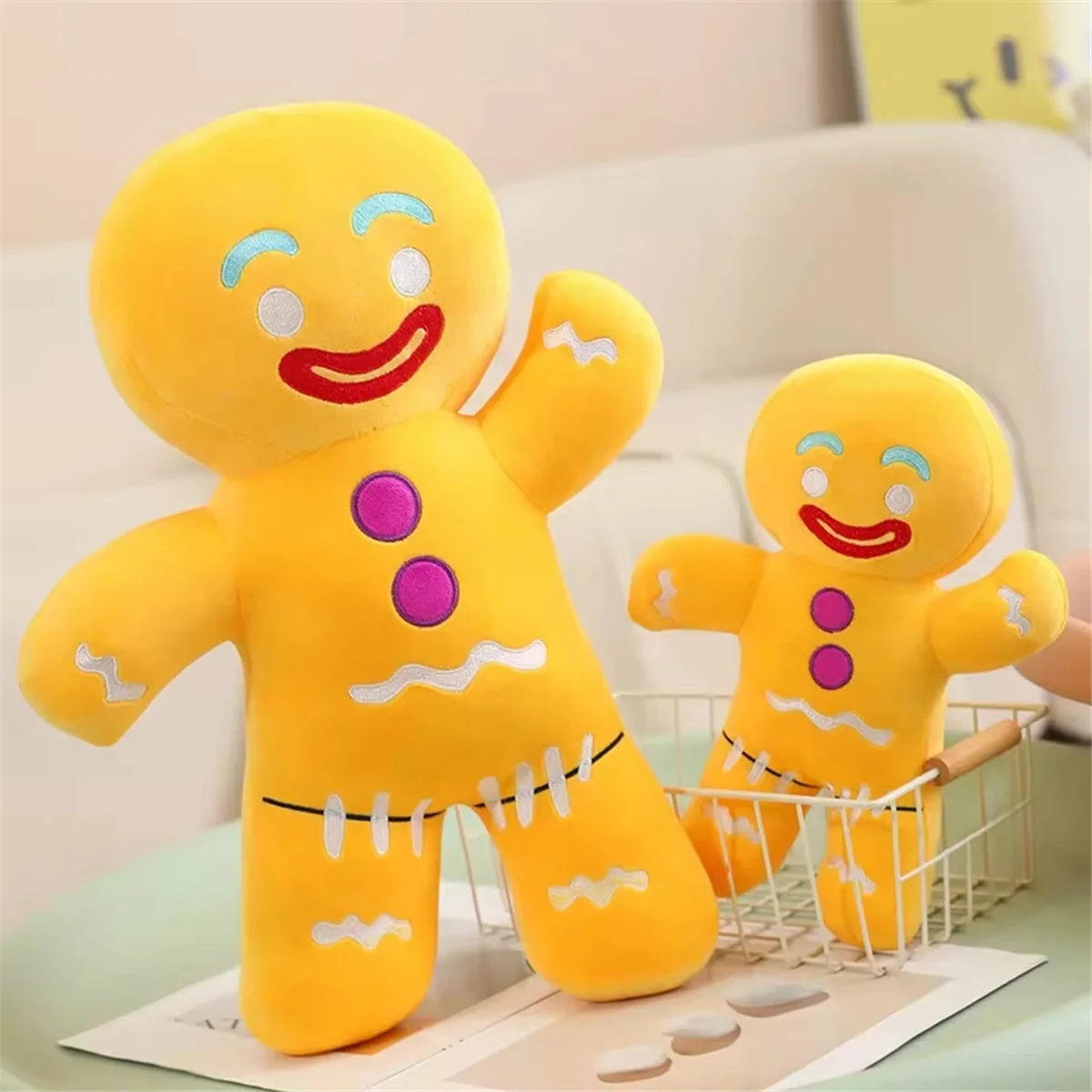 M15KKawaii Gingerbread Man Plush Doll Sofa Decoration Cute Cookie Man Stuffed Toy Gift 18cm