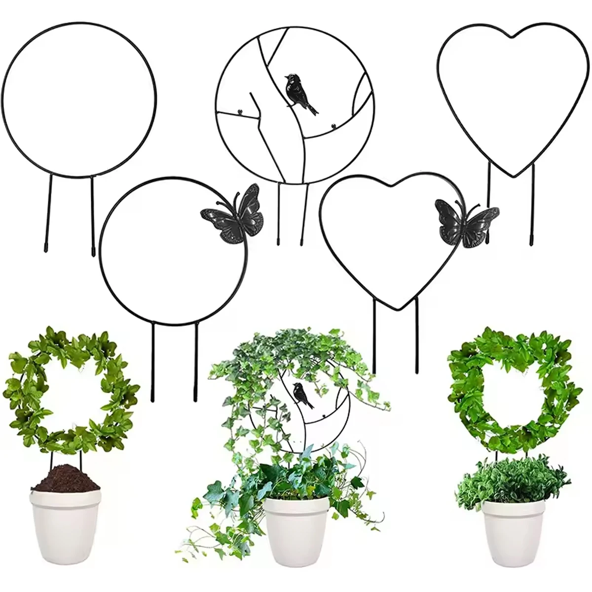 Garden Trellis Iron Climbing Plant Support Black Rust Proof Coating Indoor