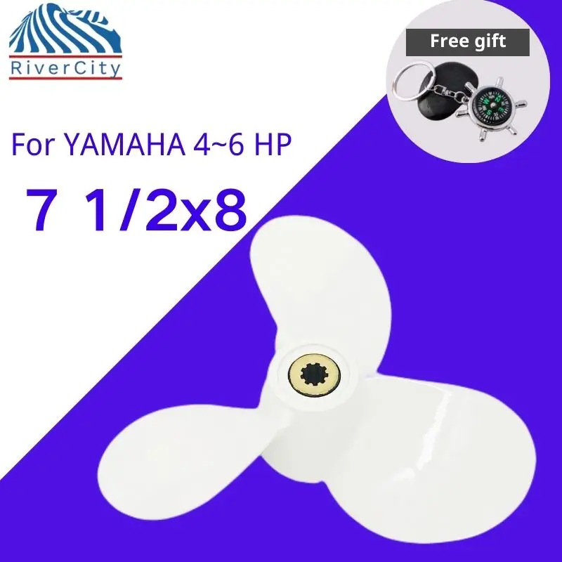 For Yamaha 4 5 f4 f5 f6 Outboard Propeller 7 1/2x8 Boat Motor Aluminum Alloy Screw Ship Marine Engine 3 Blade 9 Spline o boat propeller cnc propeller x469 470 tri blade propeller gasoline ship model racing use