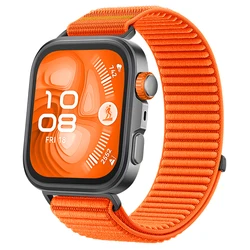 Nylon Braided Loop Strap - Sport Breathable Wristband Bracelet for Huawei Watch Fit 4 - 5 (Orange)