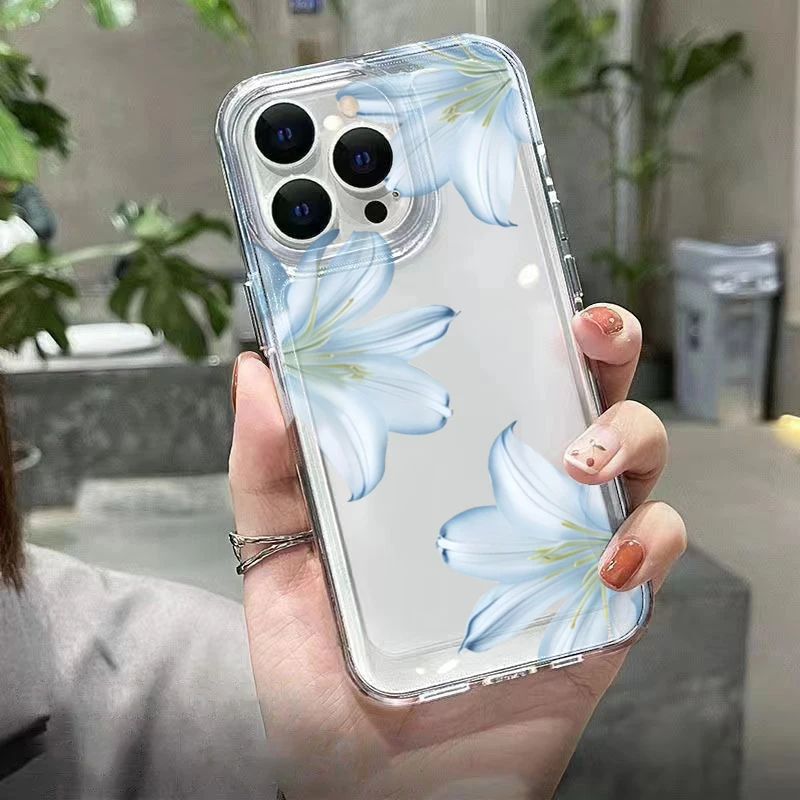 Fashionable White Lily Transparent Phone Case