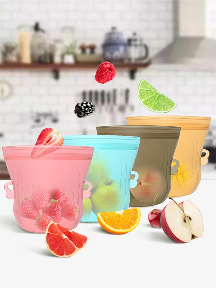 Zip Top 10-Piece Reusable Platinum Silicone Food Containers