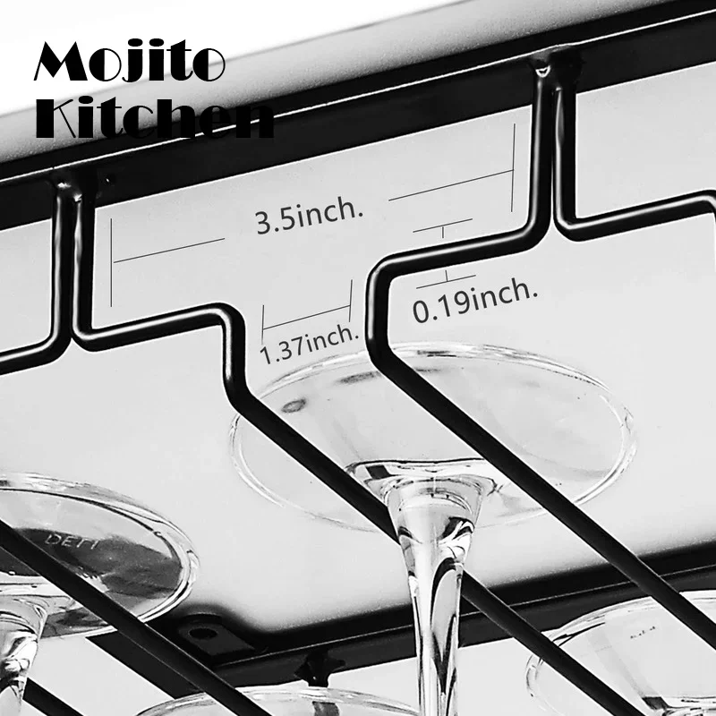 Wine Glasses Holder Bartender Stemware Hanging Rack Under Cabinet Organizer for Glass Goblet Iron Tool Bottle Display-wine glass holder rack