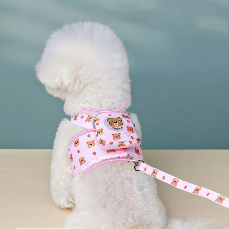 Pet Harness with Backpack for Small Meidum Dogs Harness Vest Set Puppy Chest Straps Chihuahuas Pug Travel Hiking Walking Bags