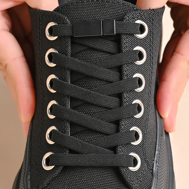 Elastic Shoelaces Without Ties Magnetic Buckle No Tie Shoelaces Widened Flat Shoelace for Shoes Kids Adult
