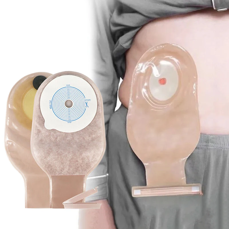 10Pcs Colostomy Bags Hole One-piece Drainable Ostomy Bags Stoma Care Pouch With Clips Closure Colostomy Bag Prevent Leakage