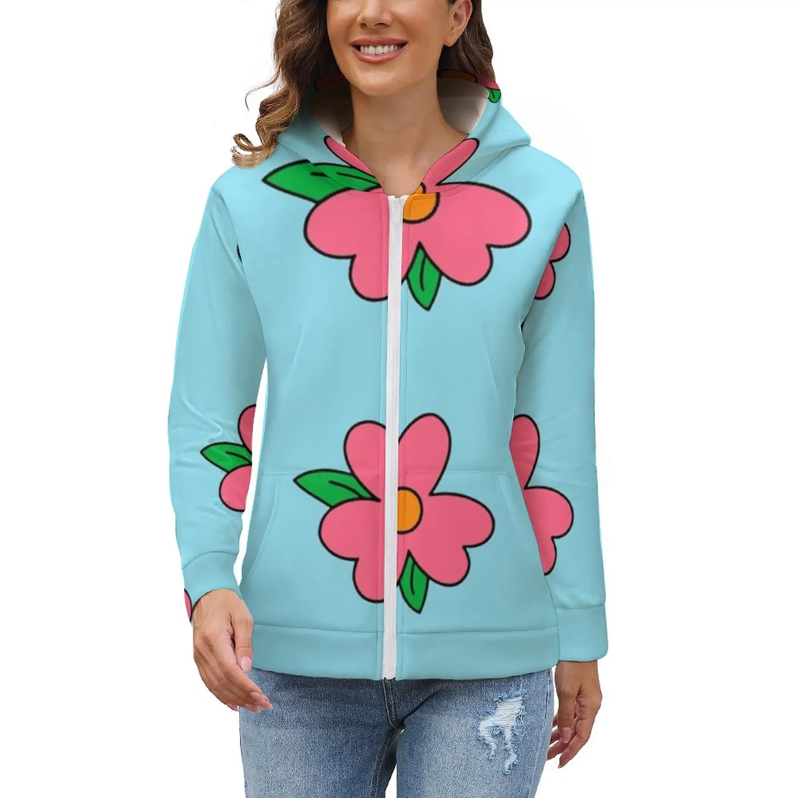 Fat Homer Blue Dress Pattern Big Flower Hoodie Sweatshirt Women Drawstring  Printed Pocket Hooded Sweatshirts Over Weight Fat - AliExpress