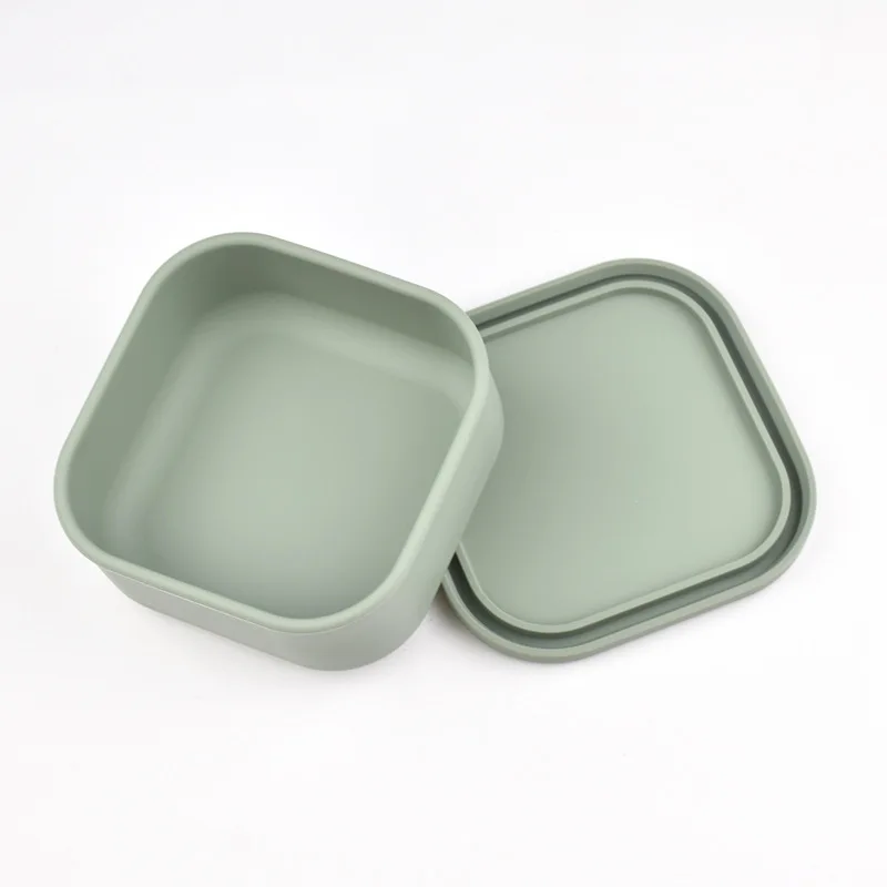 100% Silicone Fresh-Keeping Box With Lid Bento Lunch Box Fruit Salad Fresh-Keeping Bowl Modern Simple Sealed square Storage 6