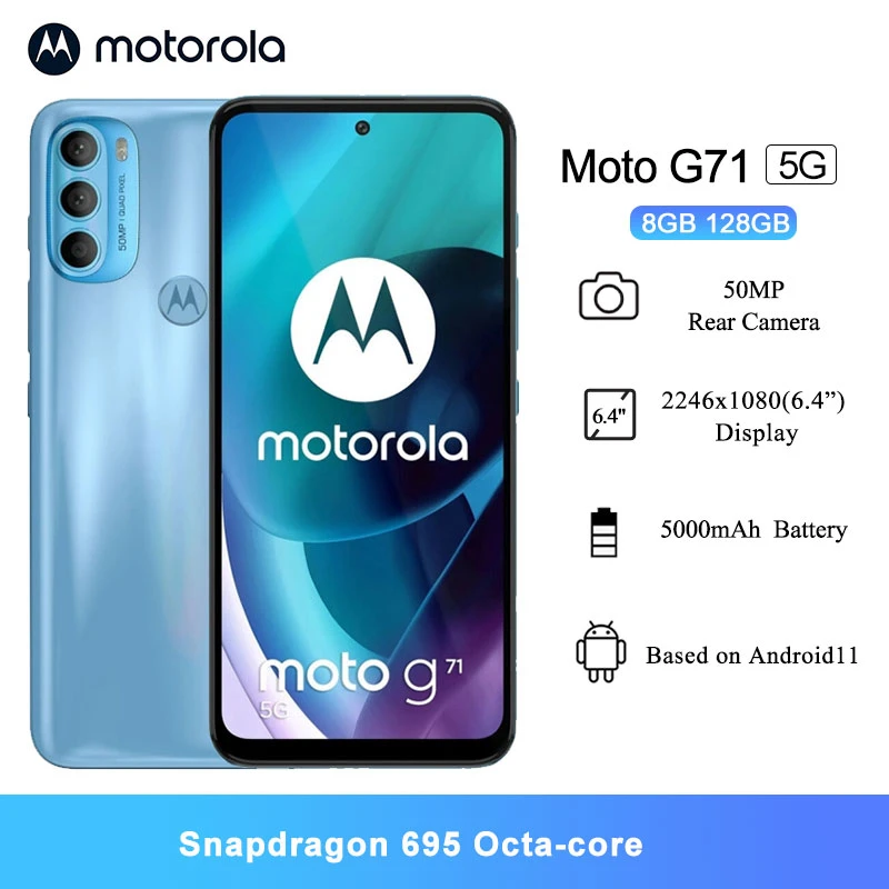 Global Rom Motorola Moto G71 5G Mobile Phone 8GB 128GB 50MP Snapdragon695 6.4 Inch FHD+ GOLED 5000mAh 30W Fastcharge Smartphone 8gb ram ddr4