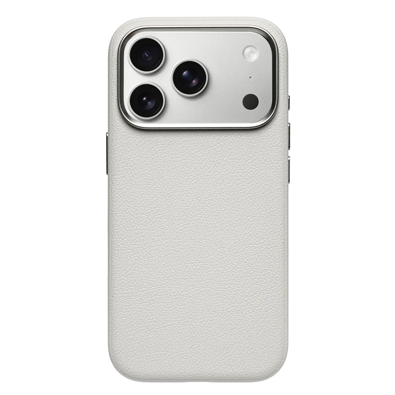 Premium PU Leather Magnetic Phone Case with Alloy Lens for Wireless Charging & Camera Protection