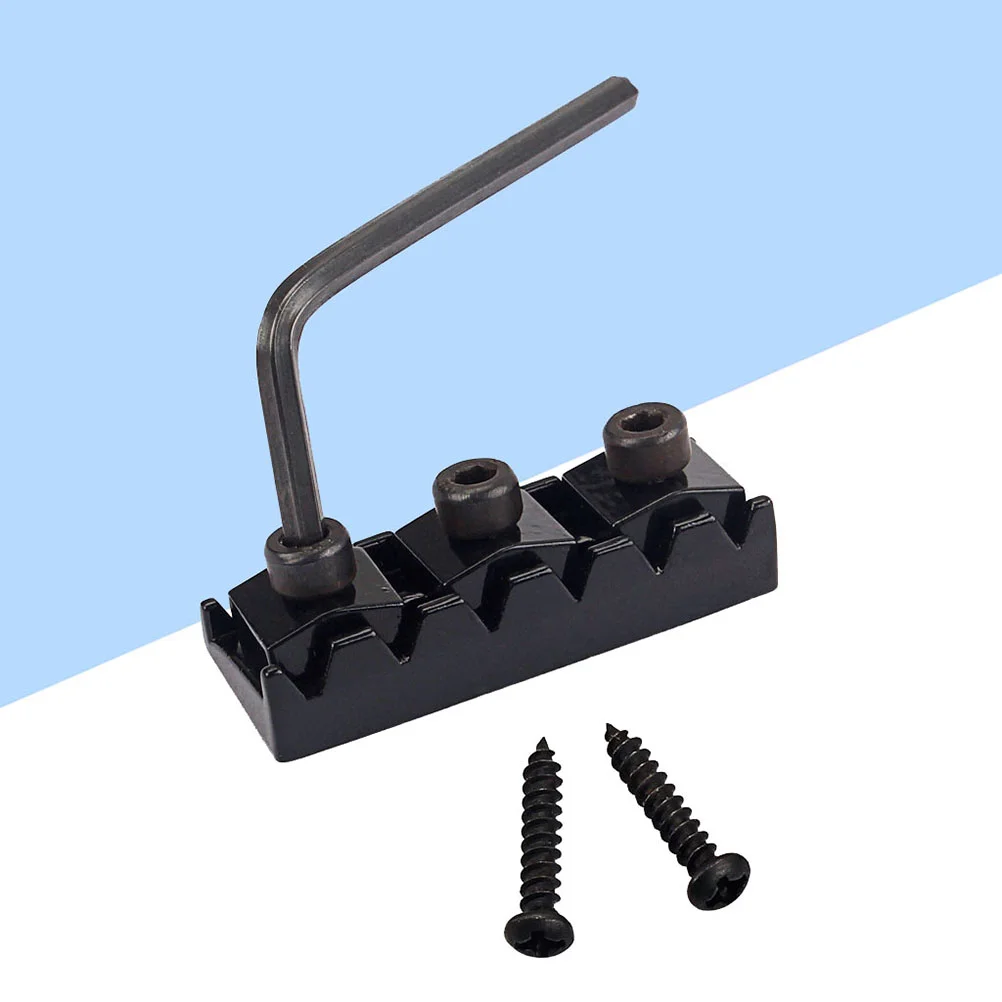 

42mm Zinc Alloy Electric Guitar Locking Nut String Lock with Wrench Guitar Parts Accessories GAA02 (Black)