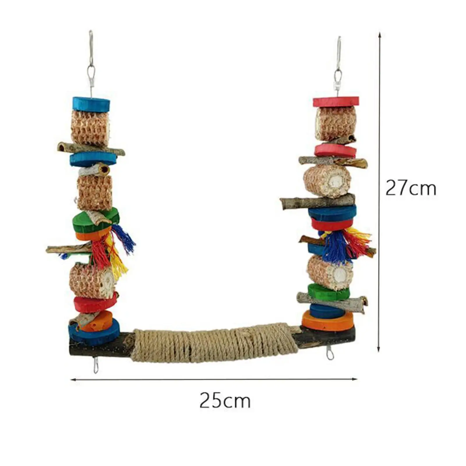 Bird Swing Stand Bird Toy Bird Perch Colorful Cage Hanging Toys Parrot Toy Cage Swing Wooden Perch for Parakeet Finch