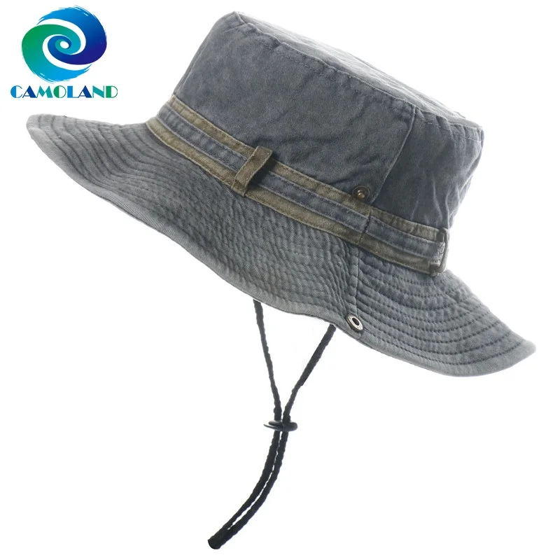 

CAMOLAND Summer UV Protection Sun Hats For Women Men Cotton Wide Brim Bucket Hats Male Outdoor Hiking Fishing Hats