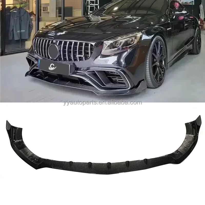

forUniversal Car Accessories Carbon Fiber Glossy Black Front Bumper Spoiler Lip For S Coupe W217 C217 to B Style Front Lip 2014